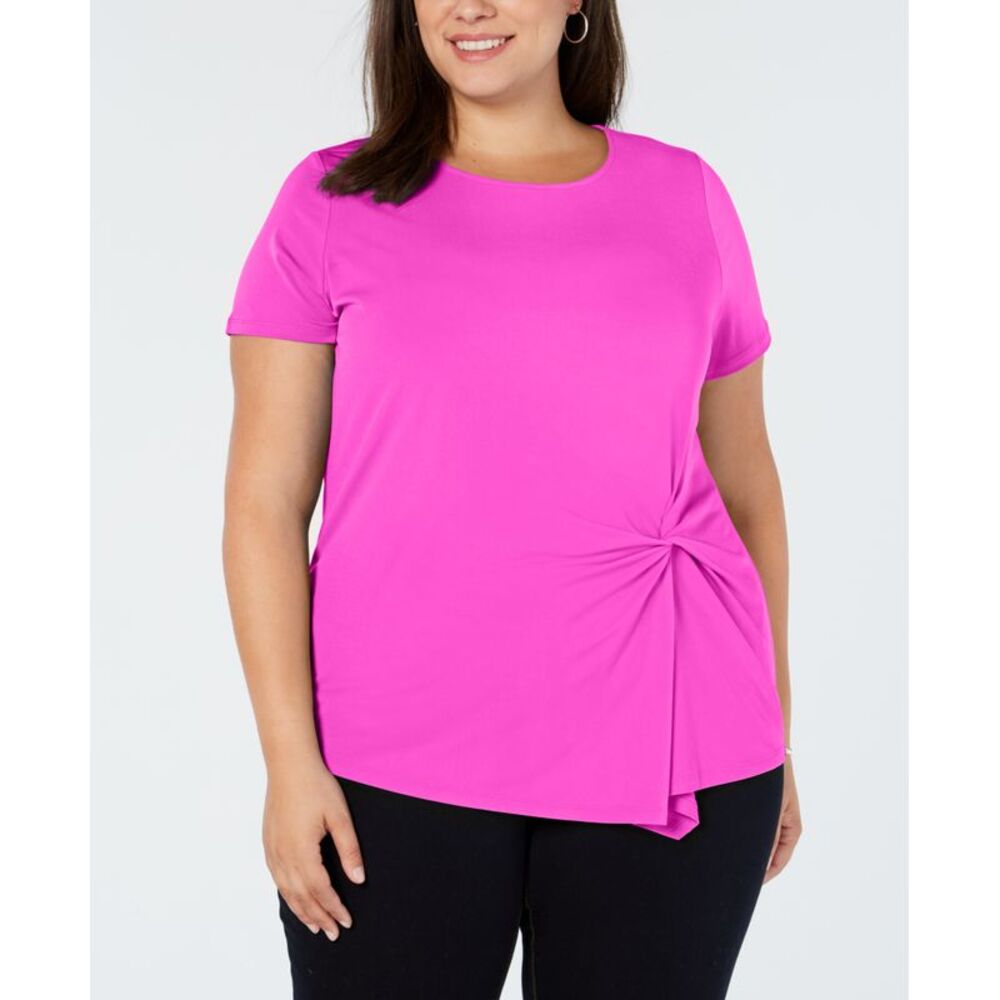 Plus Size Twisted Asymmetrical Top
